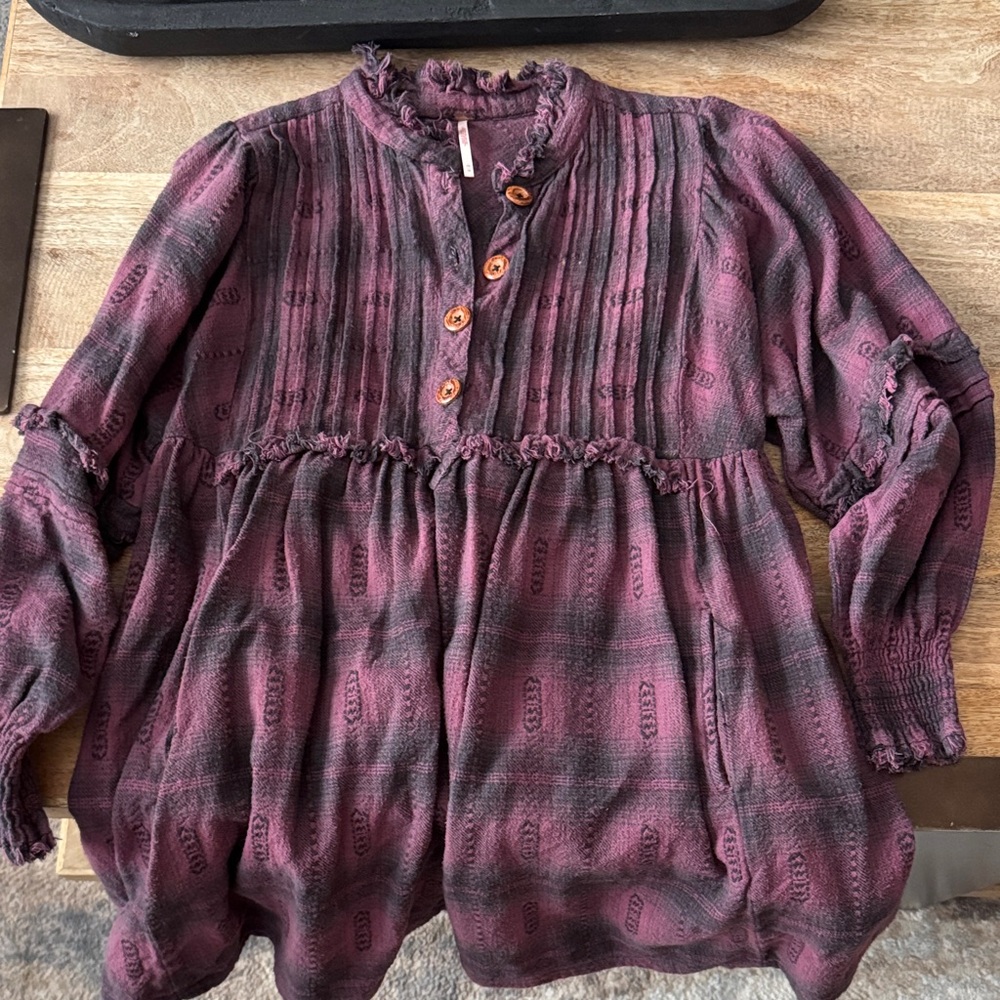 Free People Purple Button-Up Blouse
